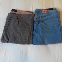 Set 2 Pantalone scacchi grigio nero jeans azzurro 