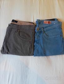 Set 2 Pantalone scacchi grigio nero jeans azzurro 