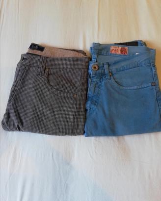 Set 2 Pantalone scacchi grigio nero jeans azzurro 
