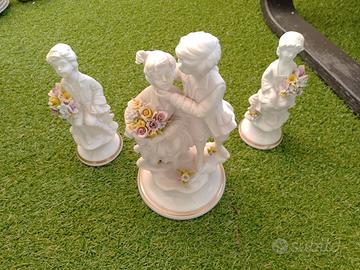 Statuine in porcellana bisquit stile Capodimonte,