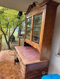 Antica libreria in legno con vetri decorati LIVRES