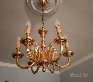 Lampadario coppia applique bronzo dorato vintage