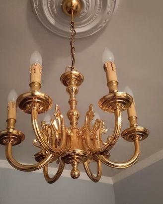 Lampadario coppia applique bronzo dorato vintage