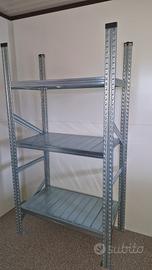 Scaffale metallico ad incastro con ripiani – nuovo