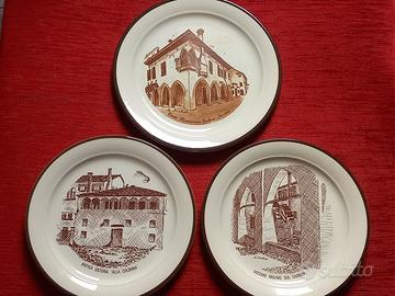 3 piatti piani con scorci di Treviso di A. Malossi