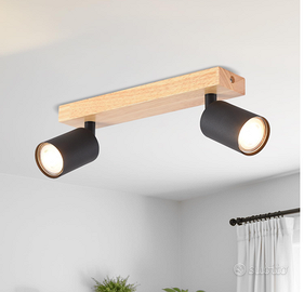 Faretti Orientabili in Legno e Metallo Nero