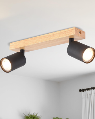 Faretti Orientabili in Legno e Metallo Nero