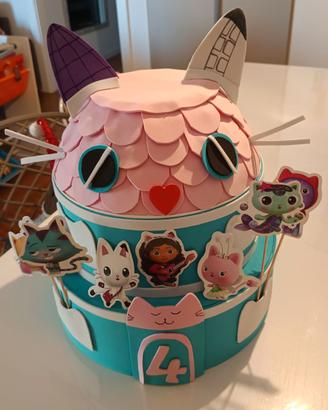 Set compleanno Gabby’s Dollhouse con torta finta