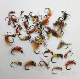 50 mosche artificiali ni fe tungsteno pesca