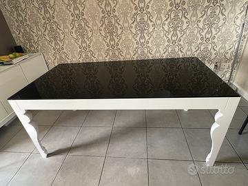 tavolo 180 cm in vetro temperato e legno