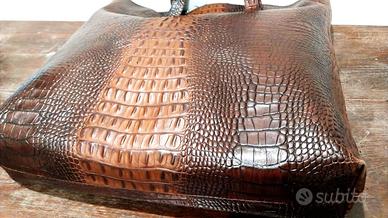 Borsa Zara effetto coccodrillo marrone shopper tot
