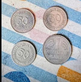 Germania, 50 Pfennig, 1970, 1983, 1990 e 1 Marco,
