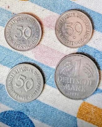 Germania, 50 Pfennig, 1970, 1983, 1990 e 1 Marco,