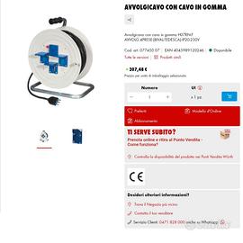 Avvolgicavo con cavo Wurth con 4 prese tedesche 