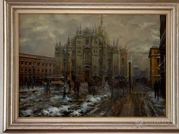 Quadro ad olio con cornice - Duomo di Milano