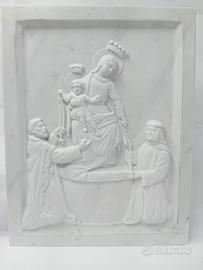 MADONNA DI POMPEI SCULTURA BASSORILIEVO IN MARMO A