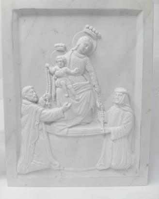 MADONNA DI POMPEI SCULTURA BASSORILIEVO IN MARMO A
