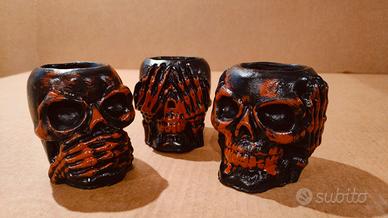 Tris Portacandele Teschio Artigianale–Unici, Dark