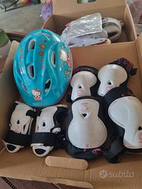 kit casco e ginocchiere per roller tg  s bambina