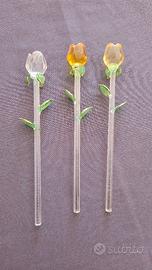 3 Exquisite Glass Roses "Rose di vetro"  19cm