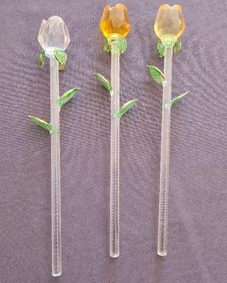 3 Exquisite Glass Roses "Rose di vetro"  19cm