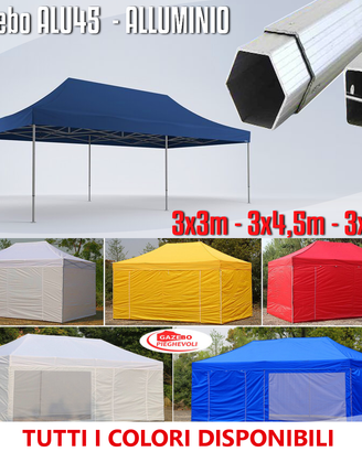 Gazebo pieghevole 3x3 blu alluminio impermeabile
