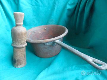 Paiolo rame pesante e tappatrice sughero