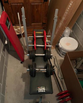 PANCA PIANA+KIT MANUBRI E PESI