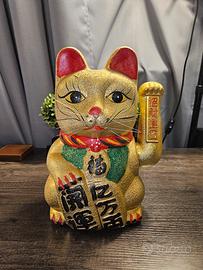 Maneki Neko dorato 38 cm - Gatto della fortuna
