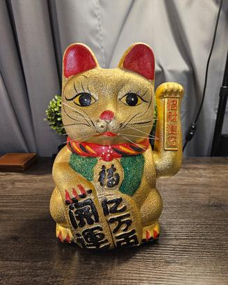 Maneki Neko dorato 38 cm - Gatto della fortuna