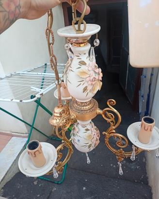 lampadario ottone con foglia d oro