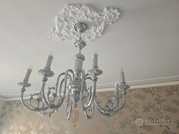 Lampadario in ottone cromato 