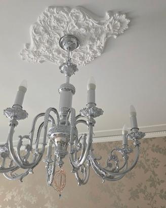 Lampadario in ottone cromato 