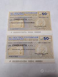 2 miniassegno banca popolare di Milano 