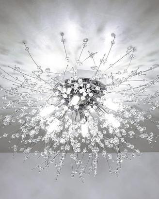 Plafoniera Moderna Cromo Cristalli 6xG9
