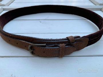 Cintura Donna 70cm Marrone Pelle e Velluto FW