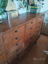 Cassettiera in legno  Ufficio Schedario anni '50
