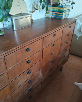 Cassettiera in legno  Ufficio Schedario anni '50