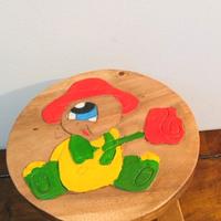 Sgabello in legno dipinto a mano