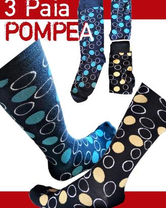 3 Paia di Calze Uomo Pompea (43-46) Lunghe morbide