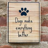 Frase Cane stampa su tavola di legno 15x19 cm.