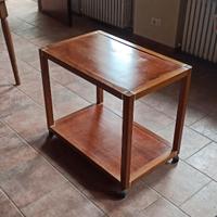 carrello di servizio vintage in legno di teak