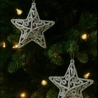 3 stelle natalizie argento glitterate