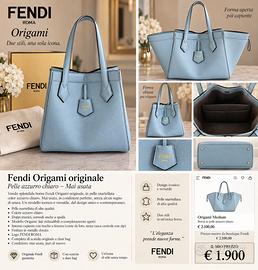 Fendi Origami Medium originale azzurro – Mai usata