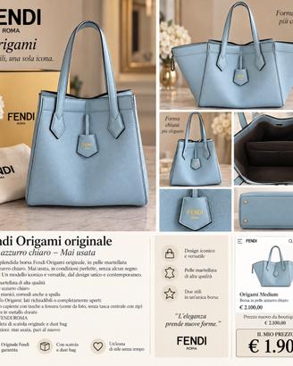Fendi Origami Medium originale azzurro – Mai usata