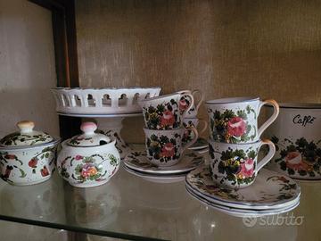 set caffè, alzatina e zuccheriere