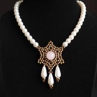 Collana Perle Quarzo Rosa Vintage Rinascimentale