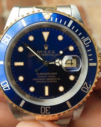 ROLEX SUBMARINER 16613 BLU  ACCIAIO ORO ORIGINALE