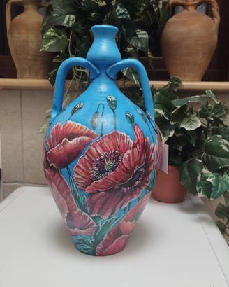 ANFORA VASO TERRACOTTA DIPINTA A MANO DA ARTISTA
