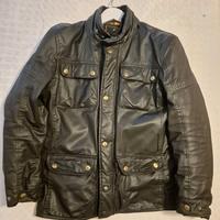 Giacca moto uomo in tessuto tecnico effetto pelle